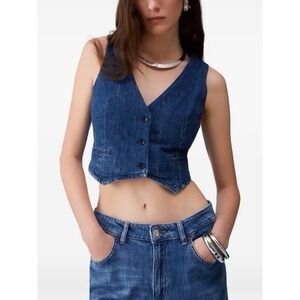 Liu jo Milano jeans Small studded Crystal Denim Vest NWOT